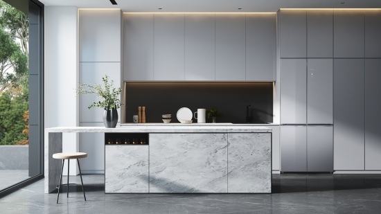 厨房的摆设布局 AI 生成的内容可能不正确。